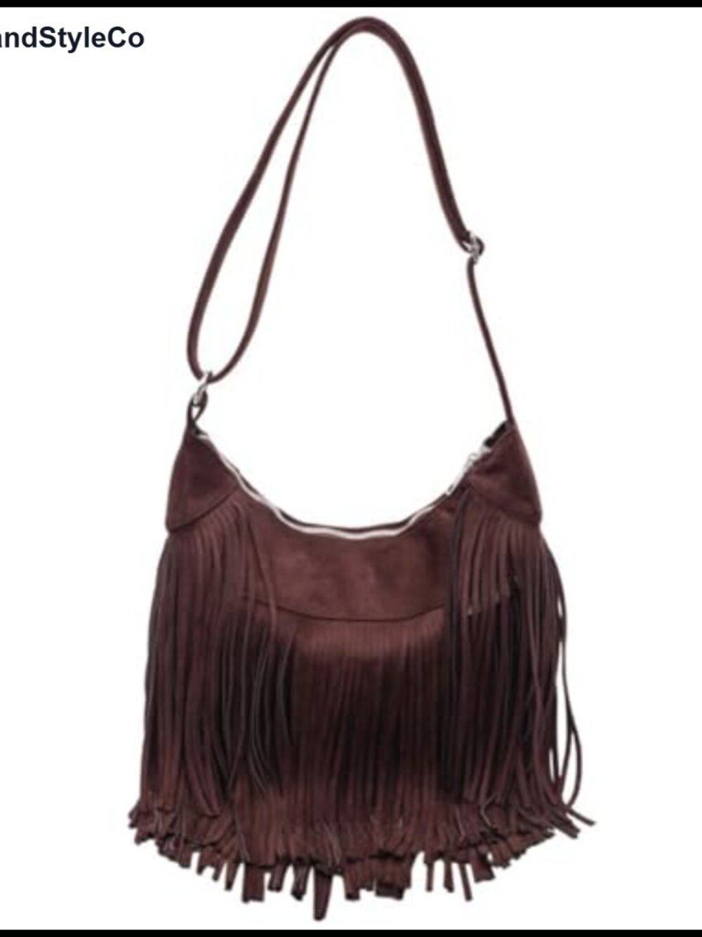 Vintage Suede Fringe Crossbody Bag with Tassel Adjustable Strap